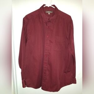 Croft & Barrow Red Button-Down Long Sleeve Shirt Wrinkle Resistant Large